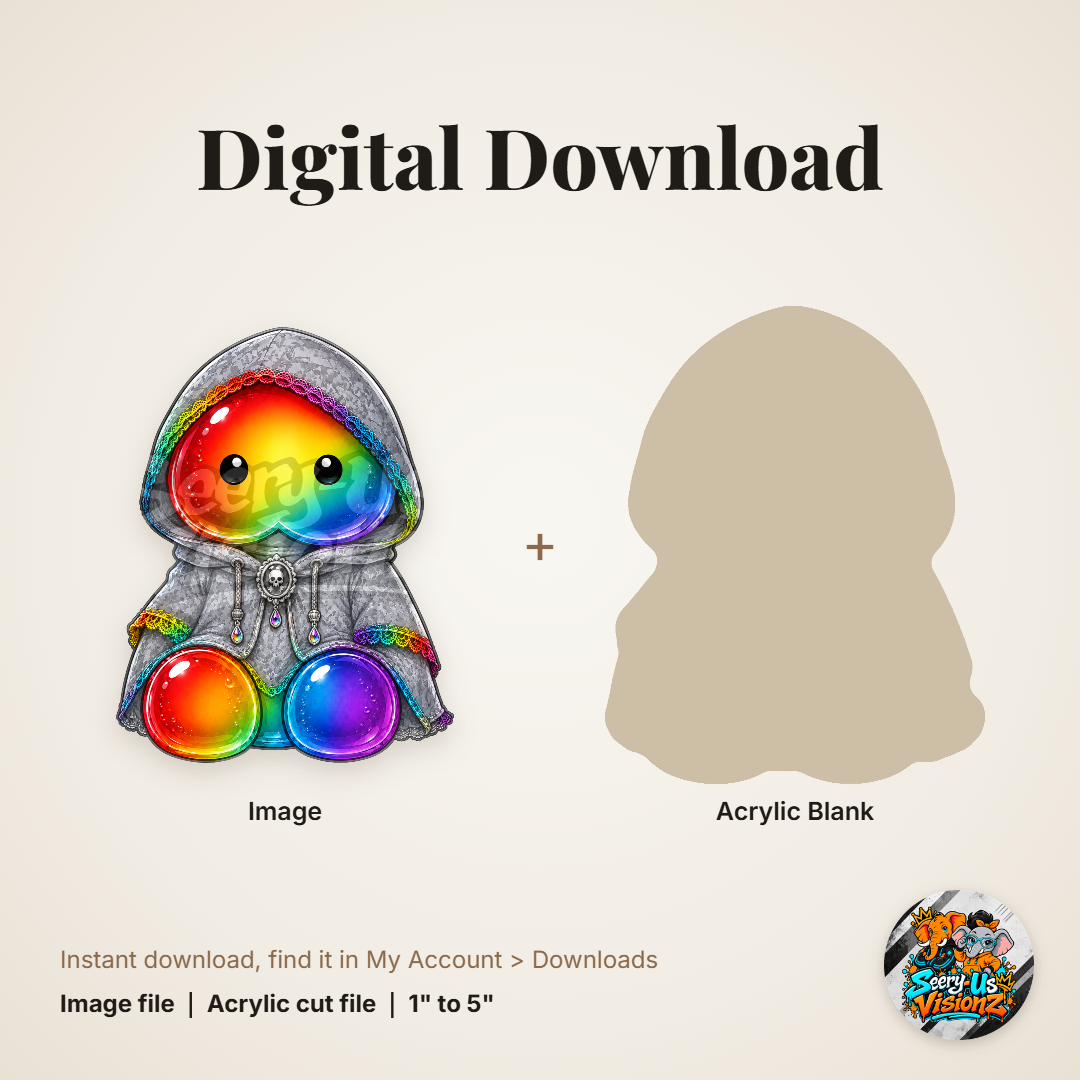 Rainbow Hoodie Skull Charm Jelly acrylic blank and digital download