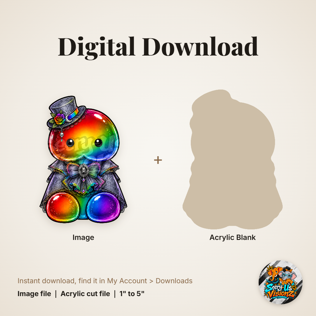 Rainbow Gothic Hat Jelly acrylic blank and digital download