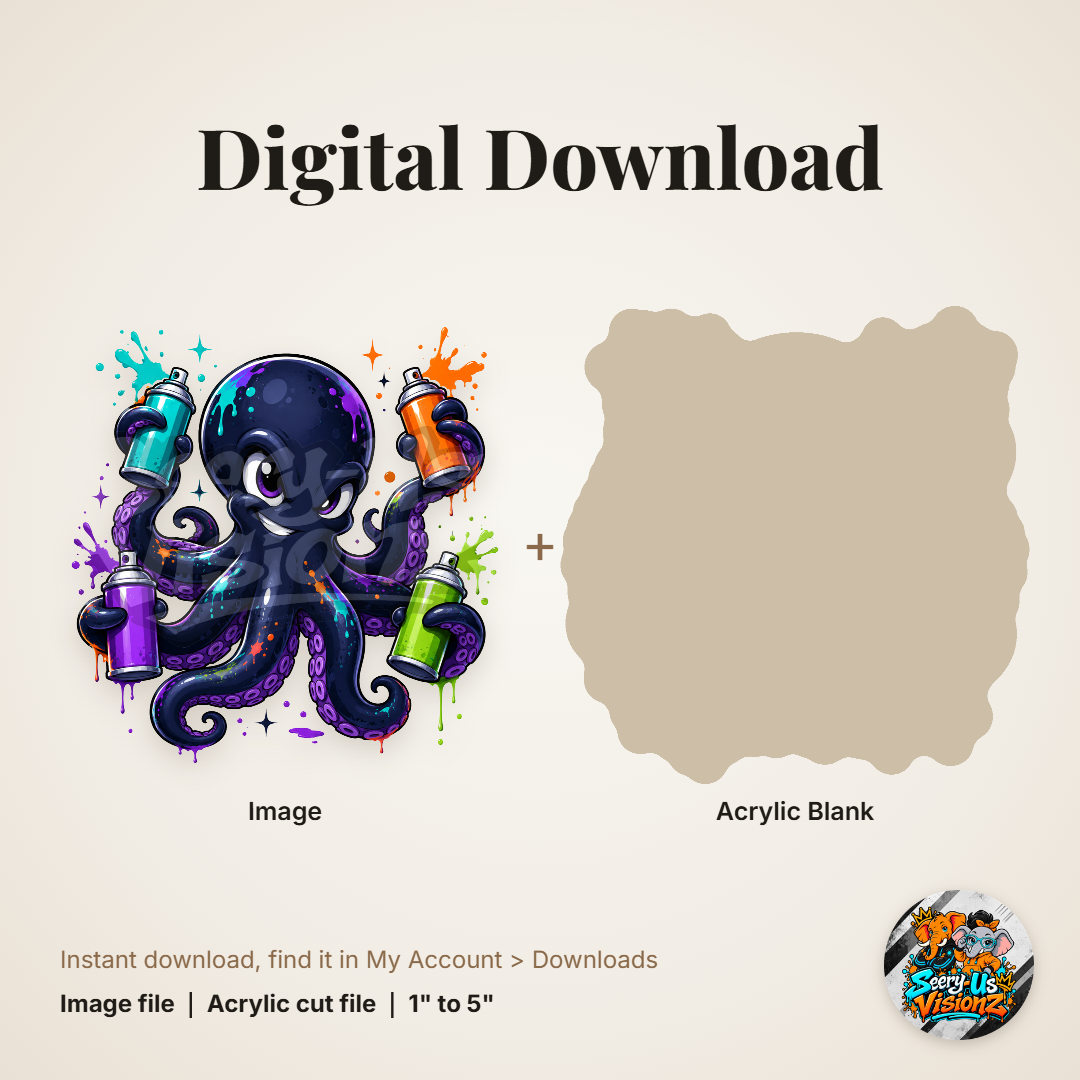 Spray Paint Octopus acrylic blank and digital download