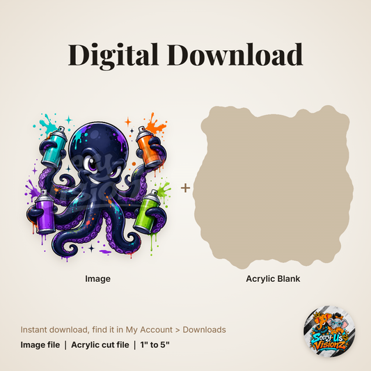 Spray Paint Octopus acrylic blank and digital download