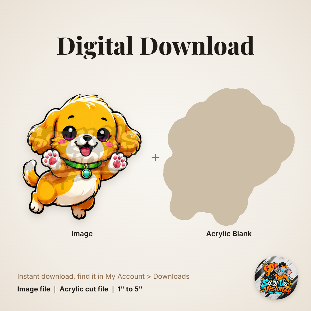 Happy Golden Puppy acrylic blank and digital download