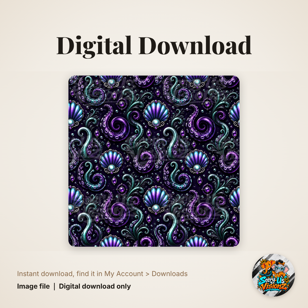 Purple Seashell Tentacle Pattern Paper digital download