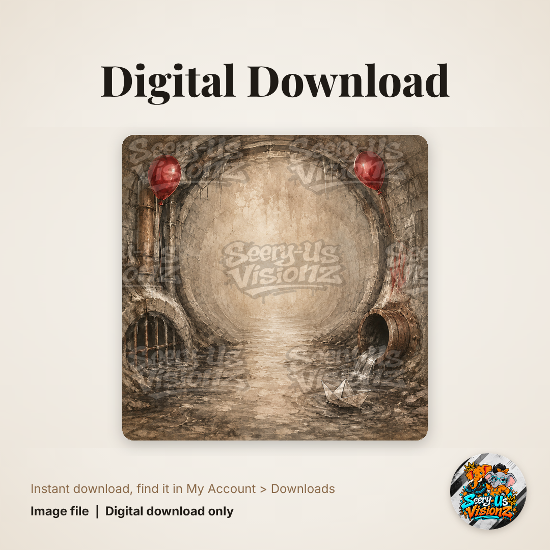 Spooky Sewer Tunnel Background digital download