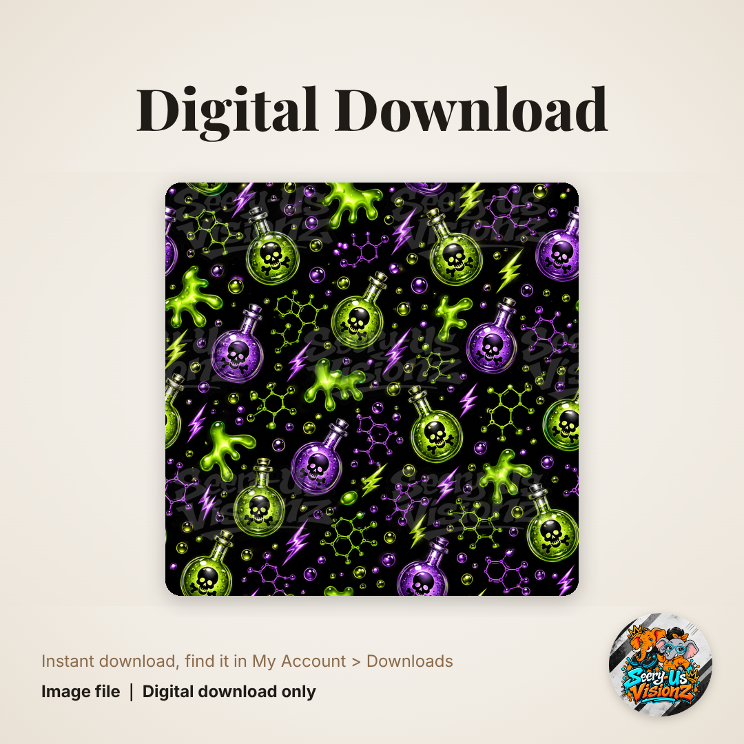Toxic Potion Bottle Pattern Paper digital download