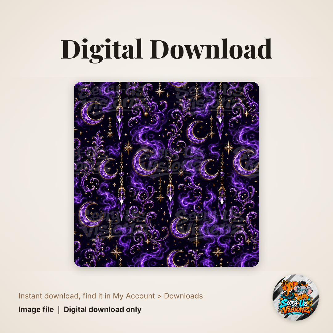 Purple Crescent Moon Pattern Paper digital download