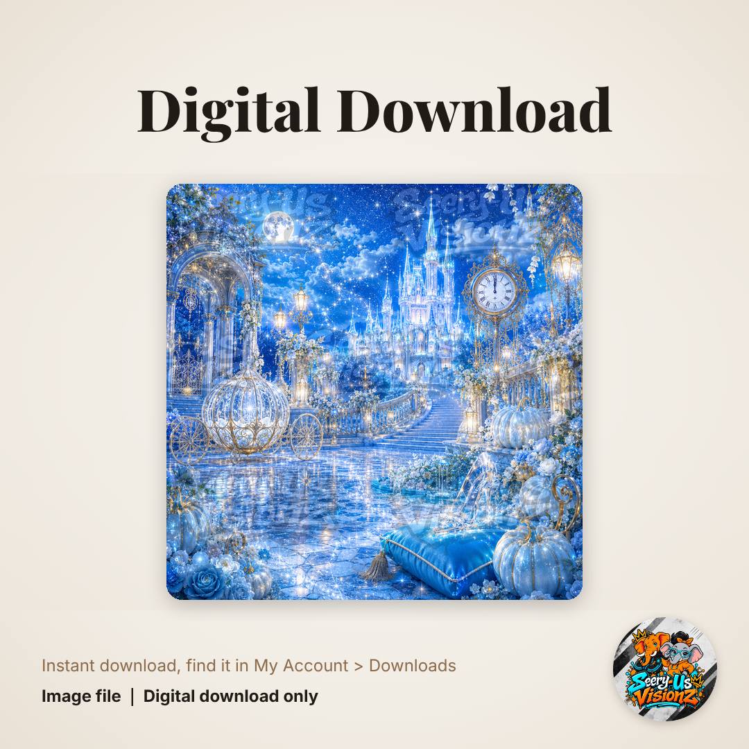 Blue Glass Slipper Palace Background digital download