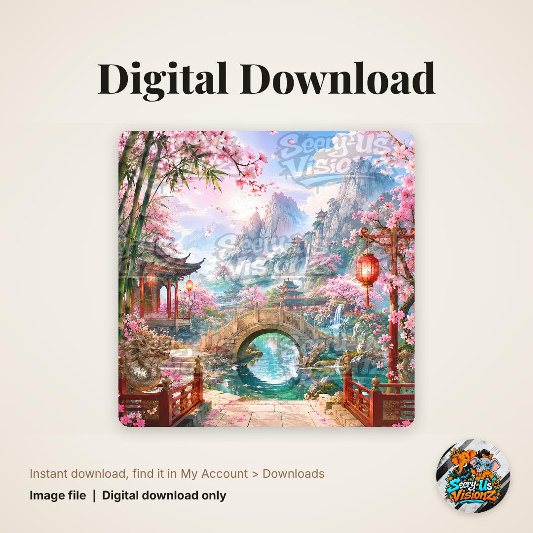 Cherry Blossom Garden Background digital download