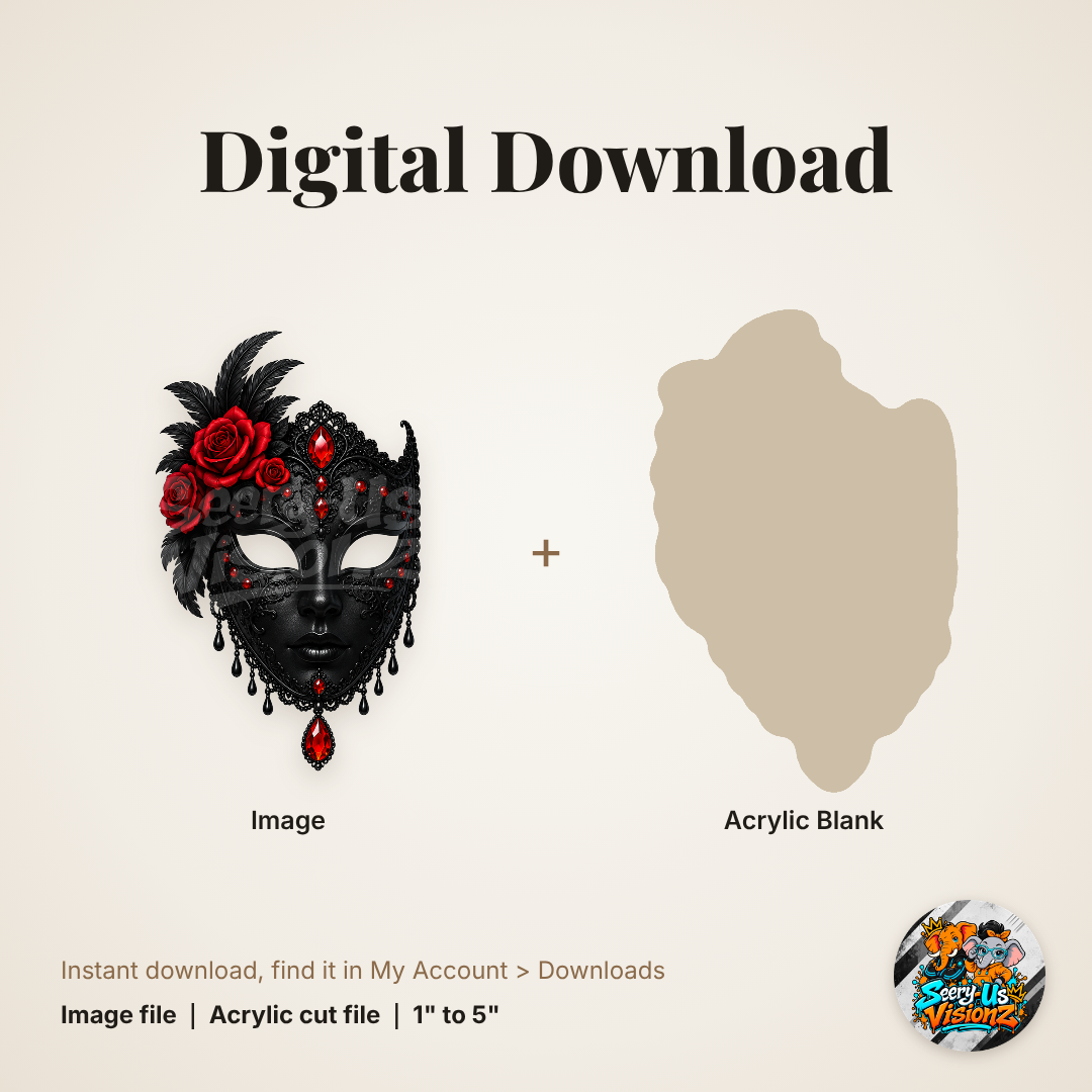Black Lace Full Face Mask acrylic blank and digital download