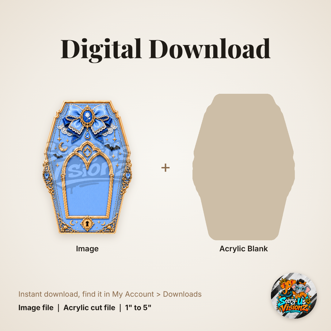 Blue Arched Coffin Frame acrylic blank and digital download