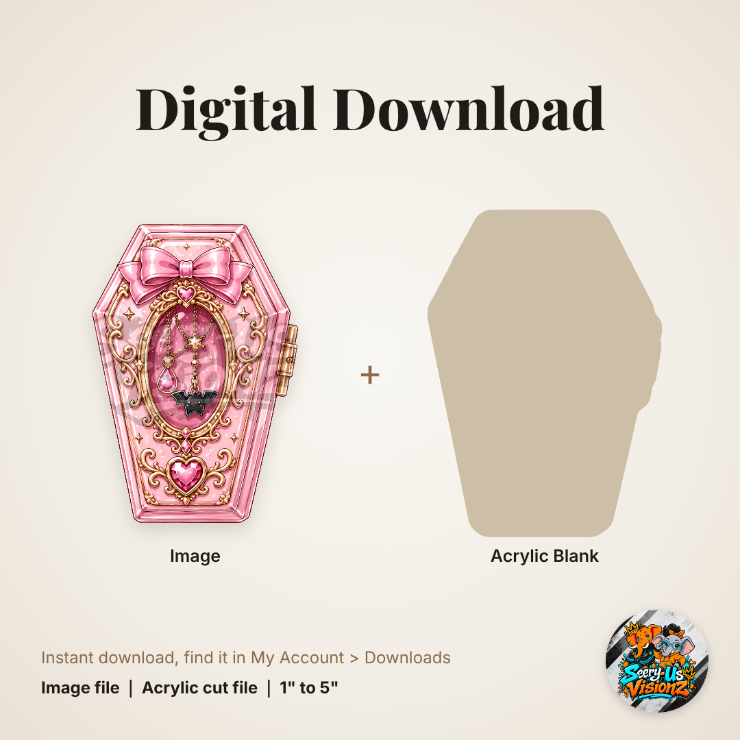 Pink Gothic Coffin Frame acrylic blank and digital download
