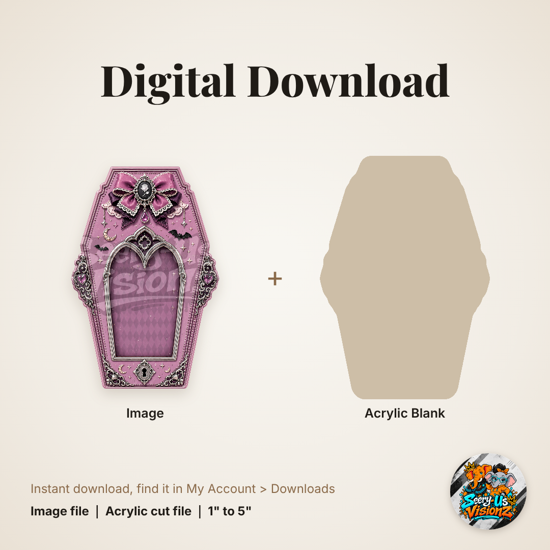 Mauve Arched Coffin Frame acrylic blank and digital download
