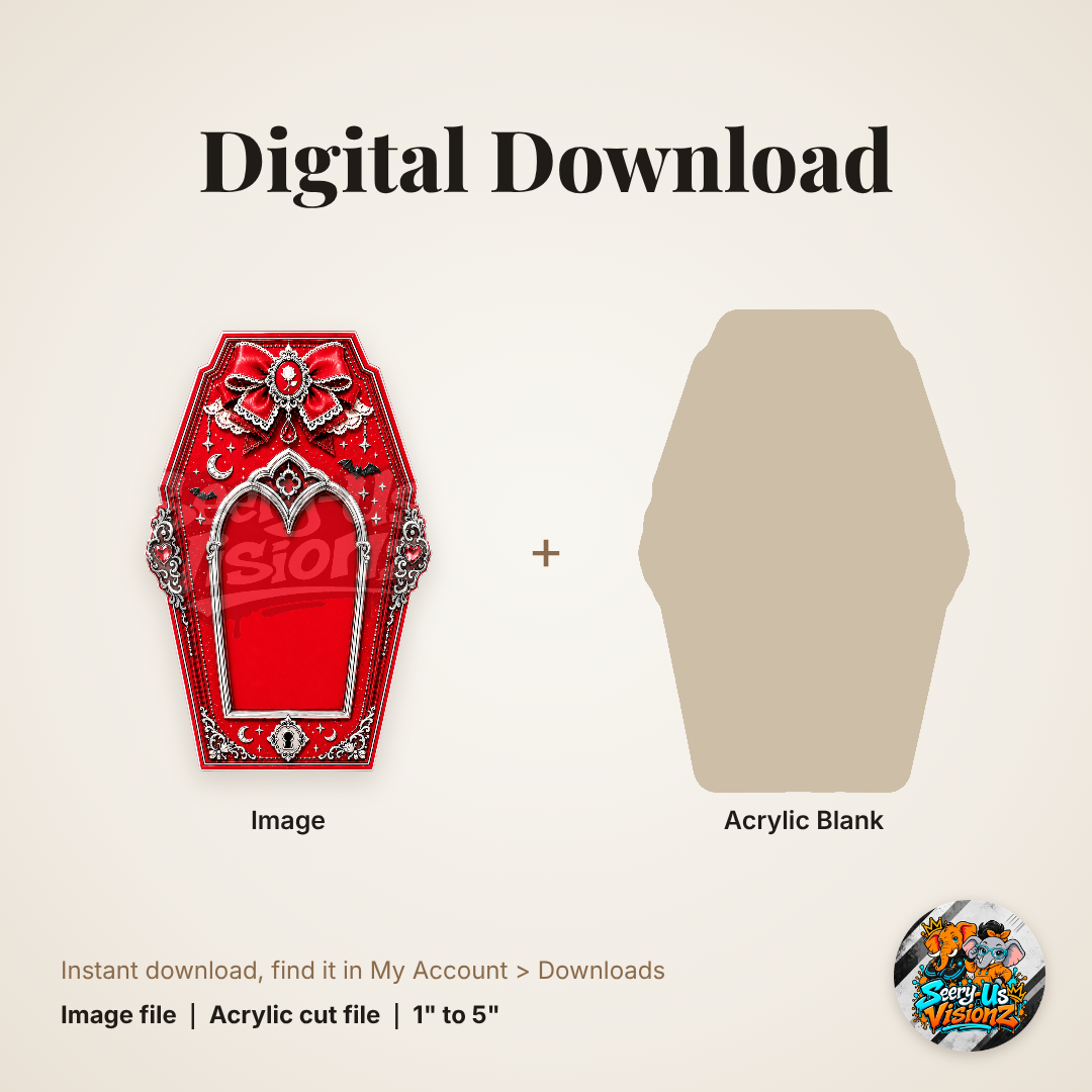 Red Arched Coffin Frame acrylic blank and digital download