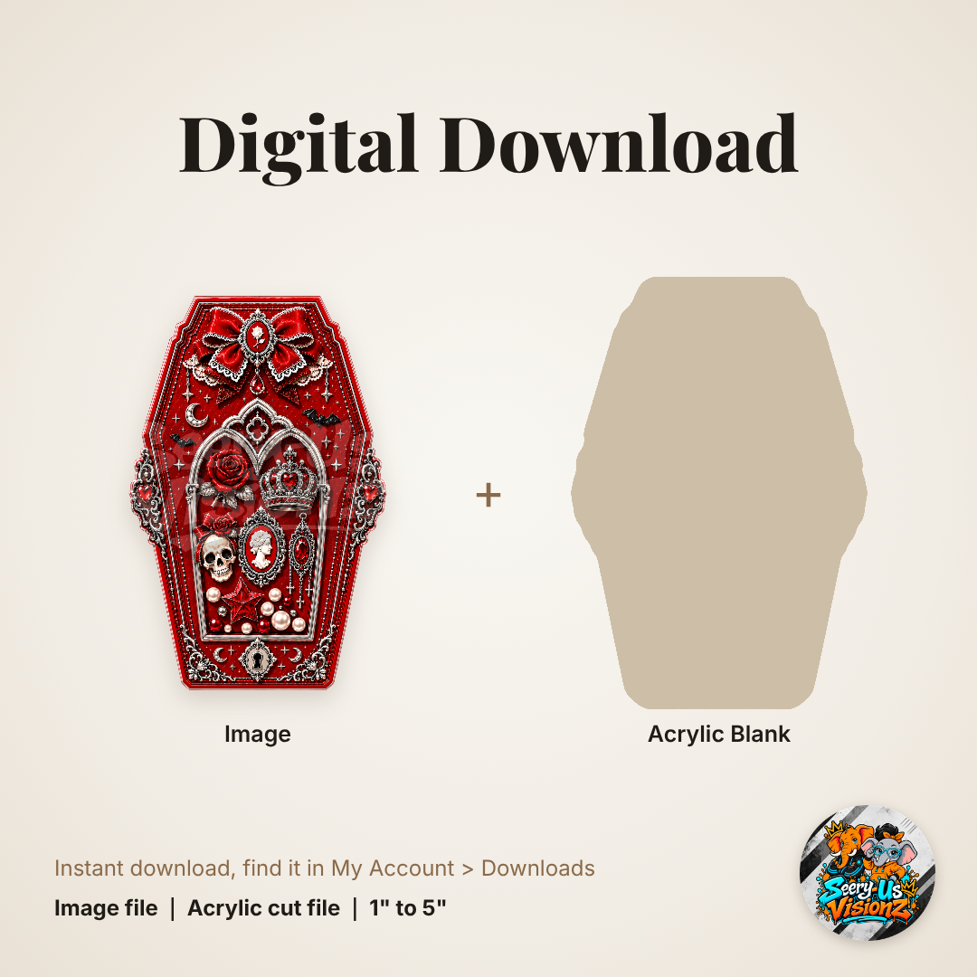 Red Gothic Coffin Frame acrylic blank and digital download