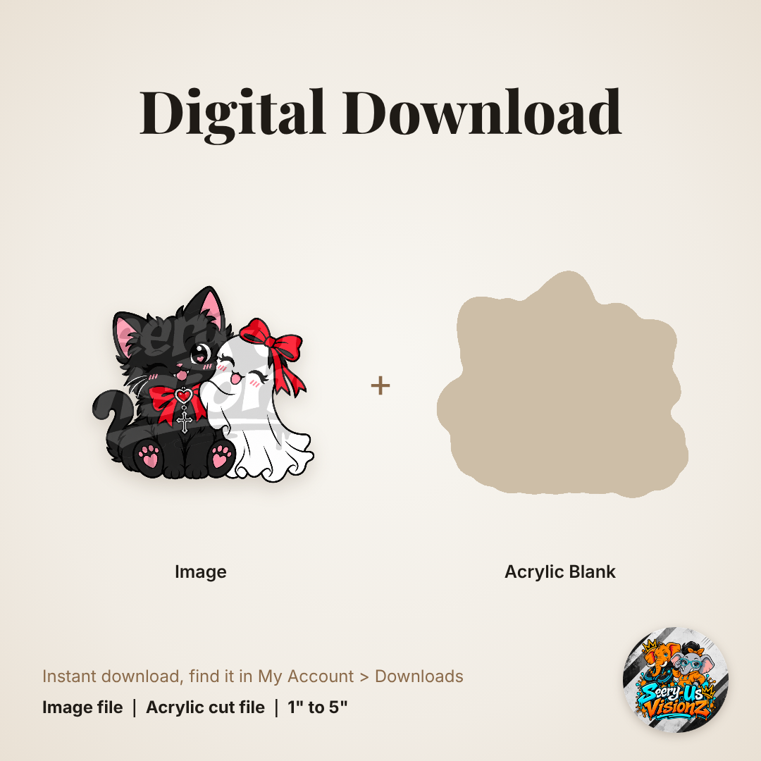 Black Cat Ghost Friends acrylic blank and digital download