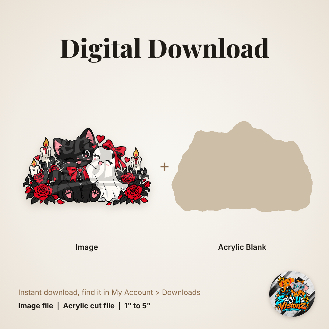 Black Cat Ghost Rose Candles acrylic blank and digital download