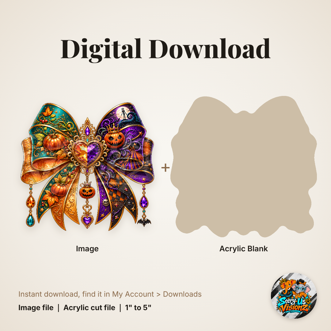 Pumpkin Patch Halloween Split Bow acrylic blank and digital download