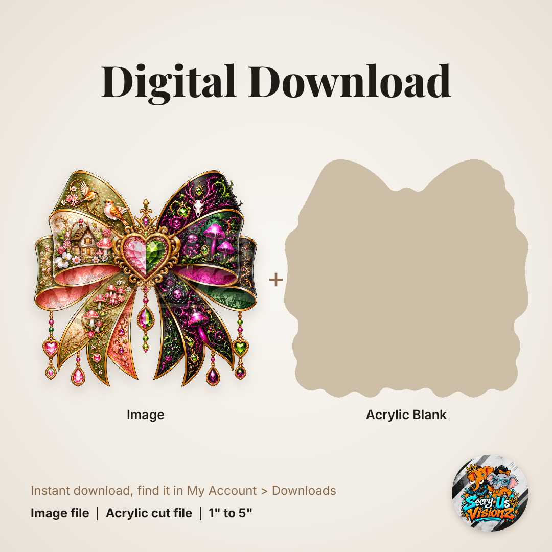 Cottage Mushroom Forest Split Bow acrylic blank and digital download