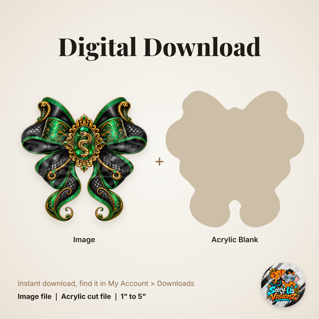 Green Serpent Scale Bow acrylic blank and digital download