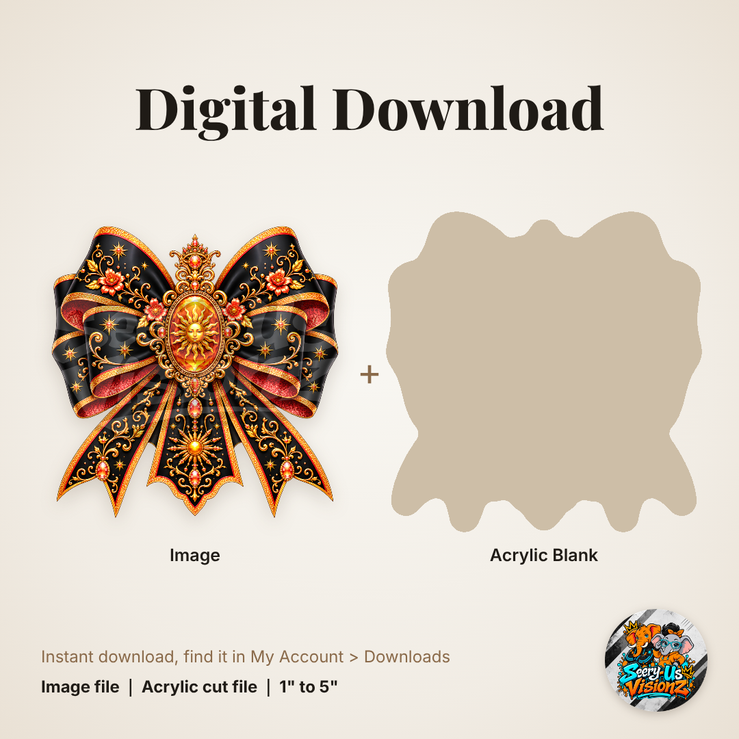 Orange Golden Sun Bow acrylic blank and digital download