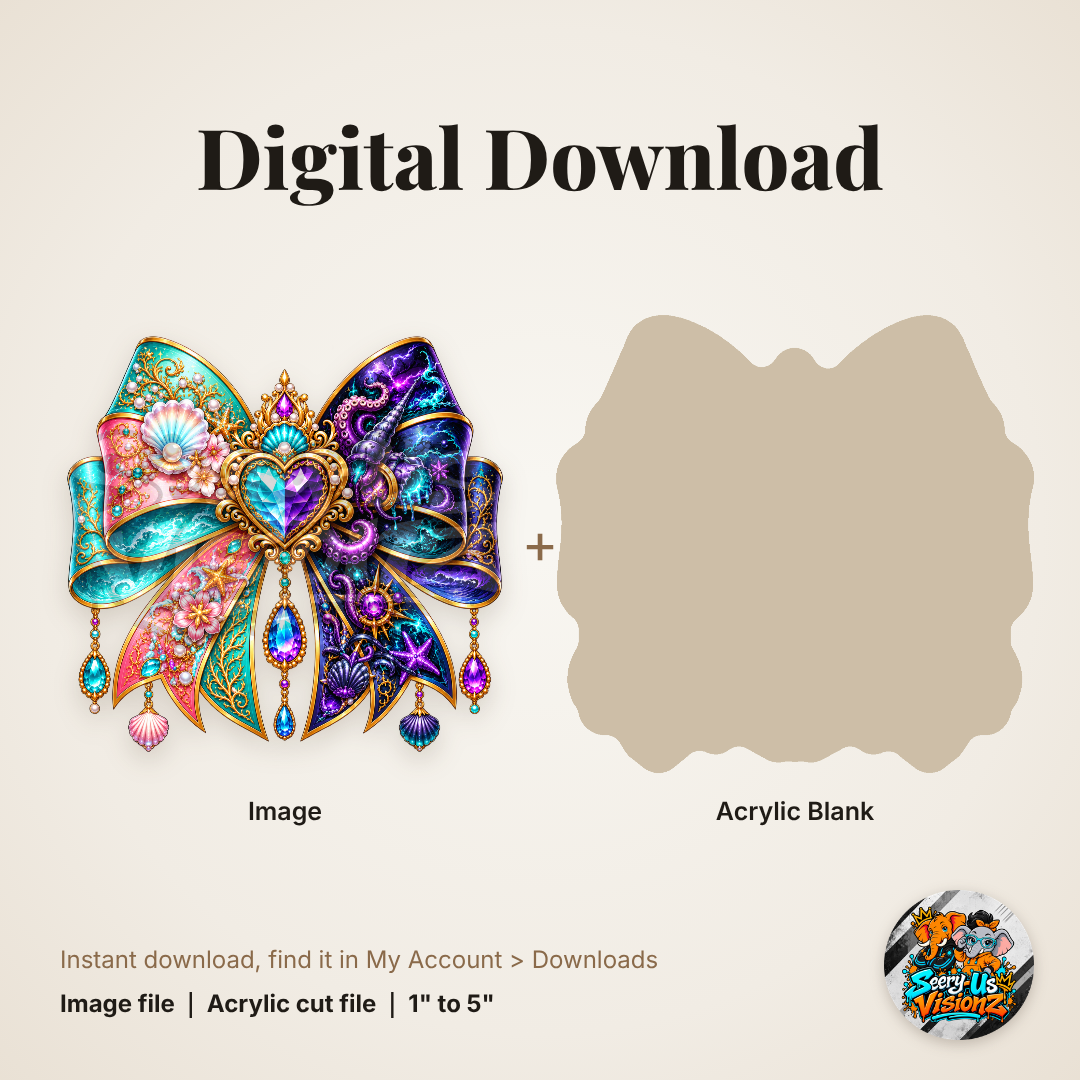 Ocean Shell Octopus Split Bow acrylic blank and digital download