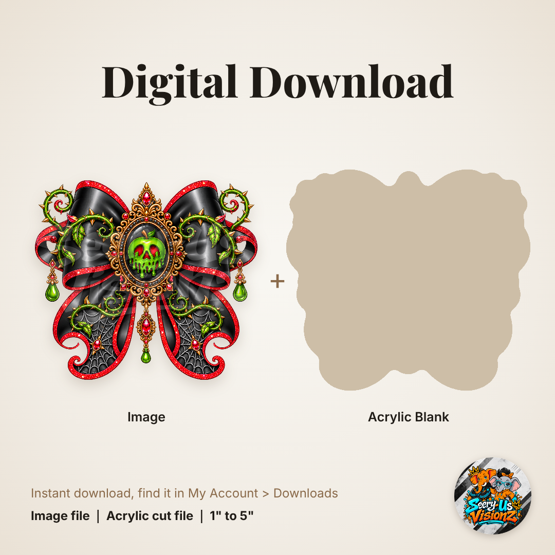 Poison Apple Spiderweb Bow acrylic blank and digital download