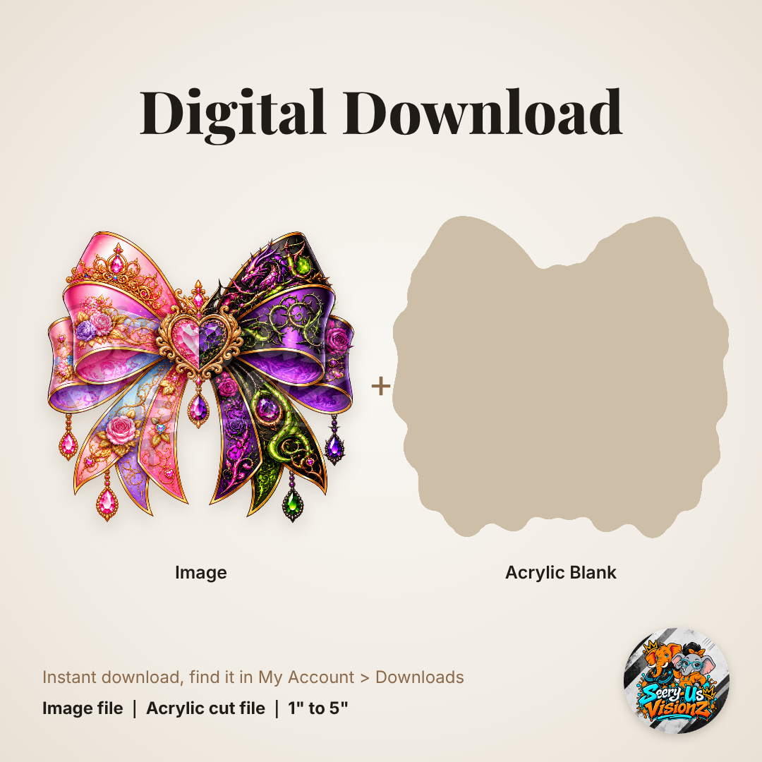 Rose Princess Dragon Villain Bow acrylic blank and digital download
