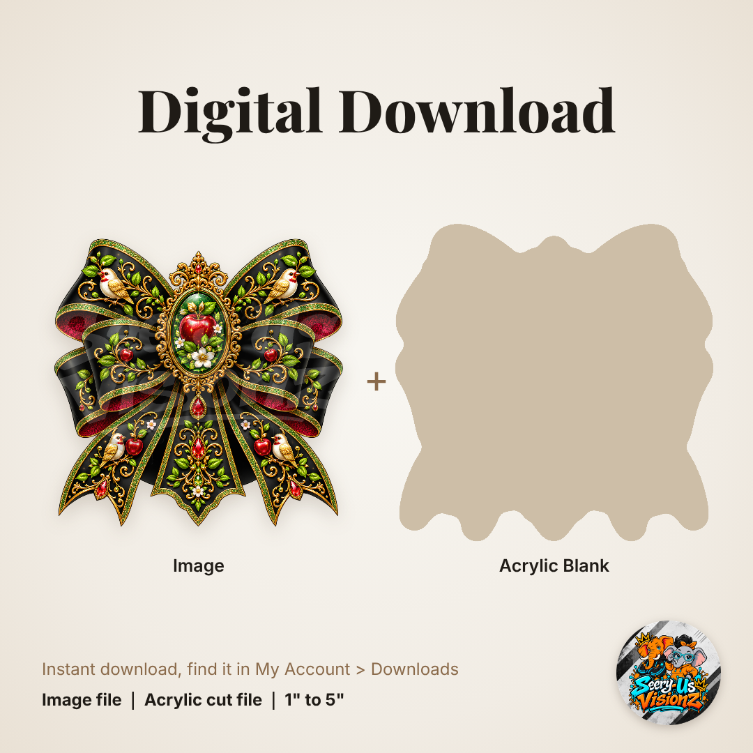 Red Apple Songbird Bow acrylic blank and digital download