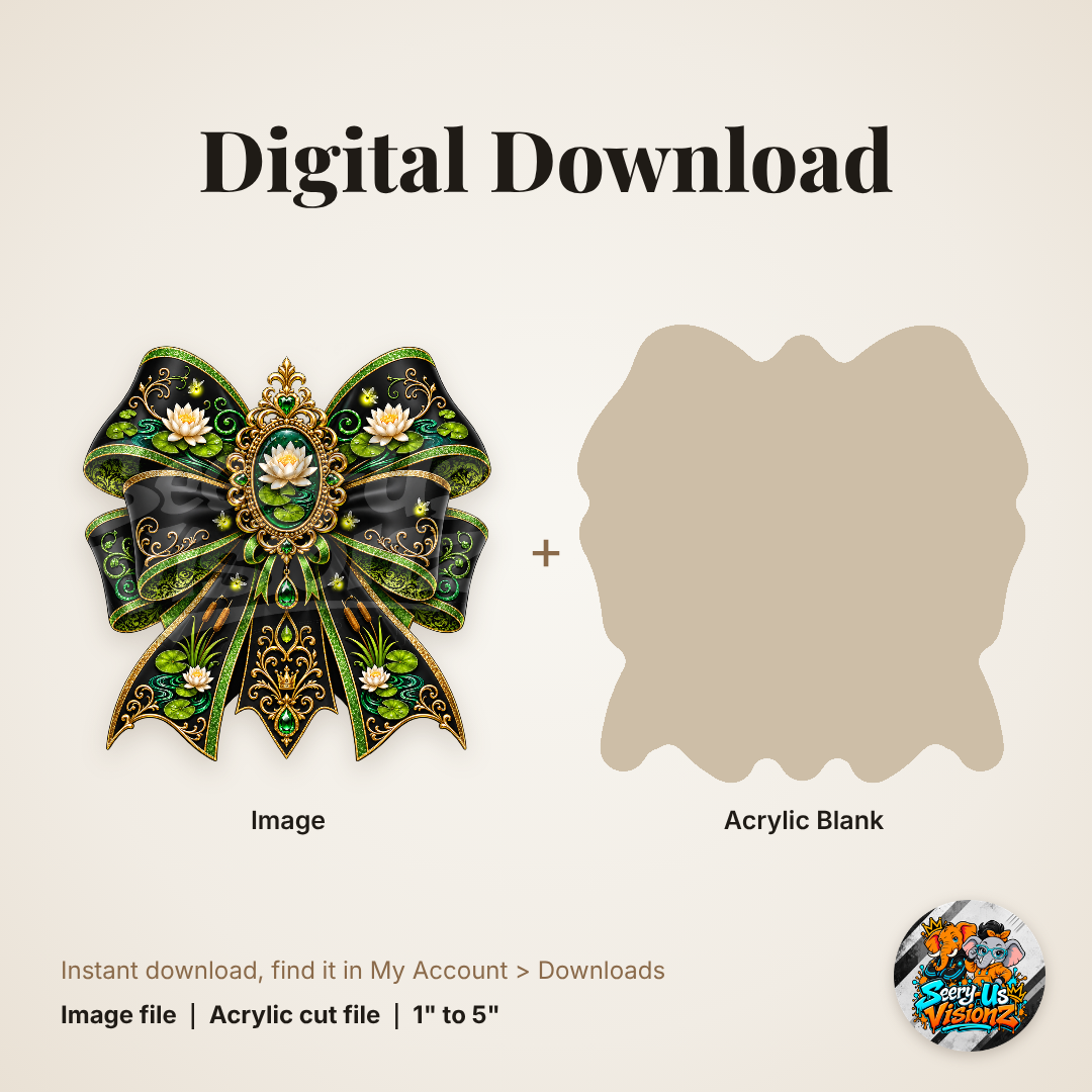 Green Lily Pad Bayou Bow acrylic blank and digital download