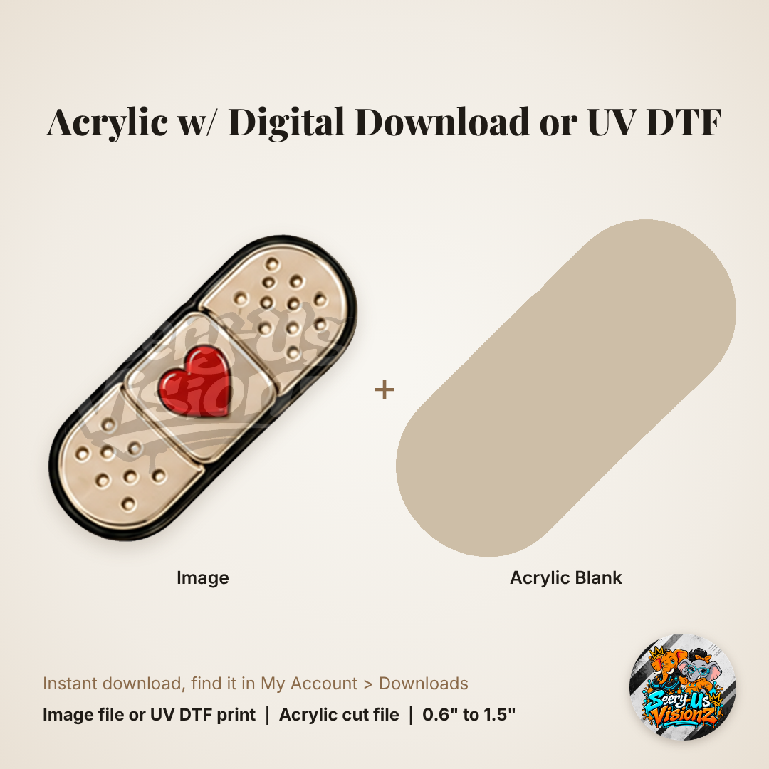 Red Heart Bandage Charm acrylic blank and digital download