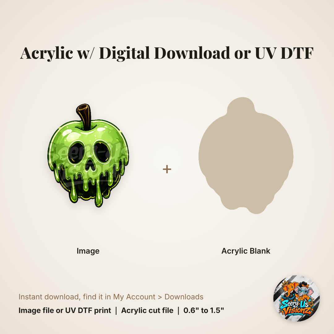 Green Poison Apple Skull Charm acrylic blank and digital download