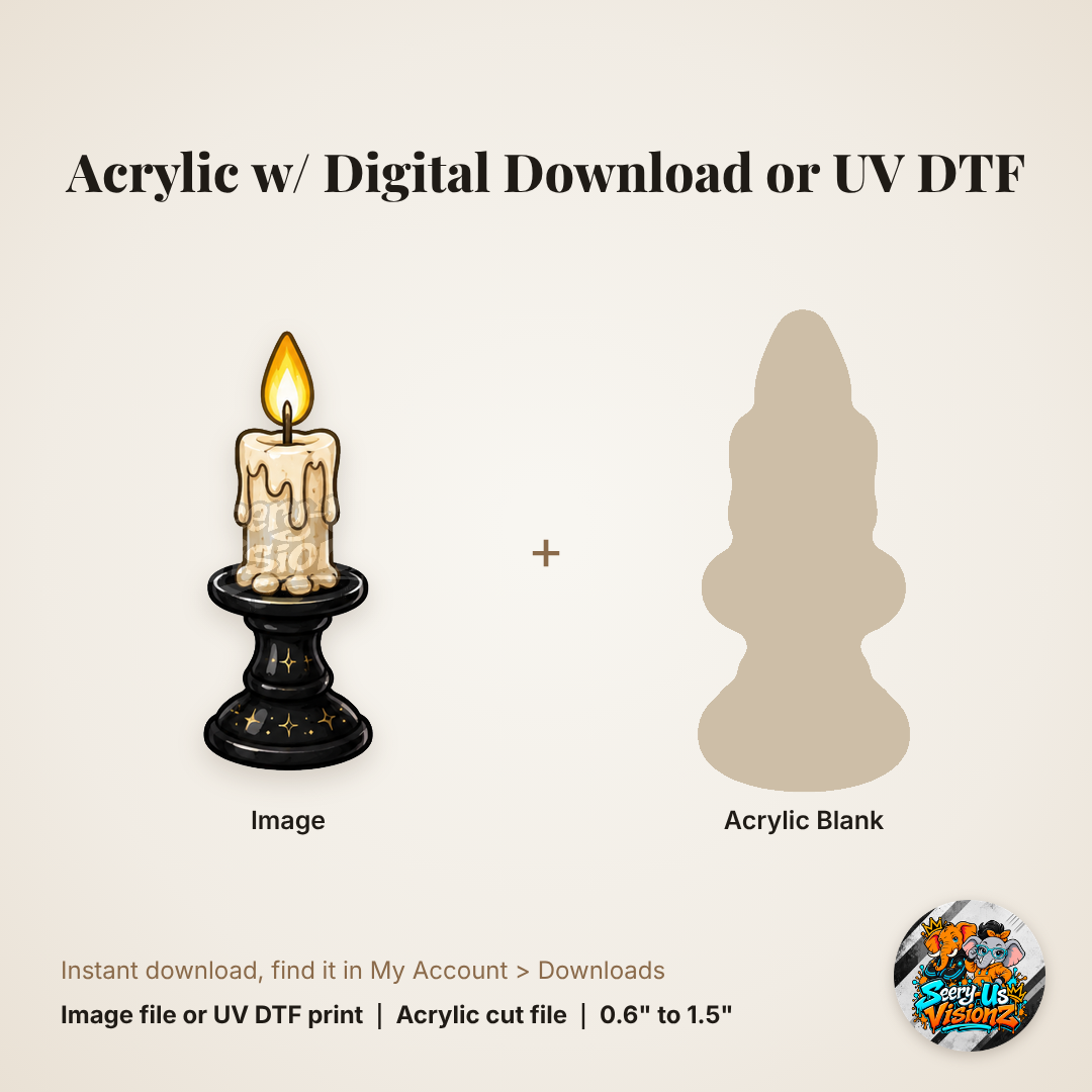 Gothic Candle Holder Charm acrylic blank and digital download