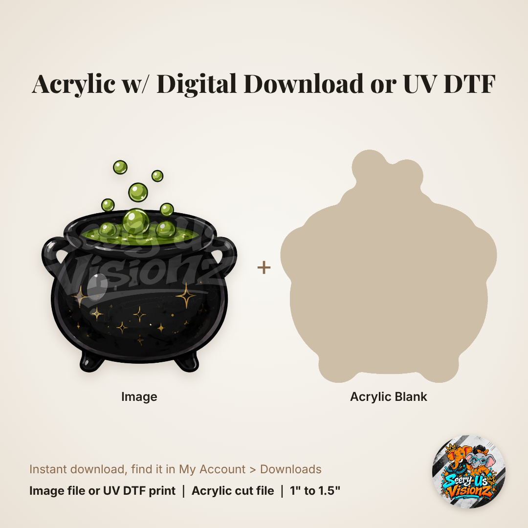 Bubbling Witch Cauldron Charm acrylic blank and digital download