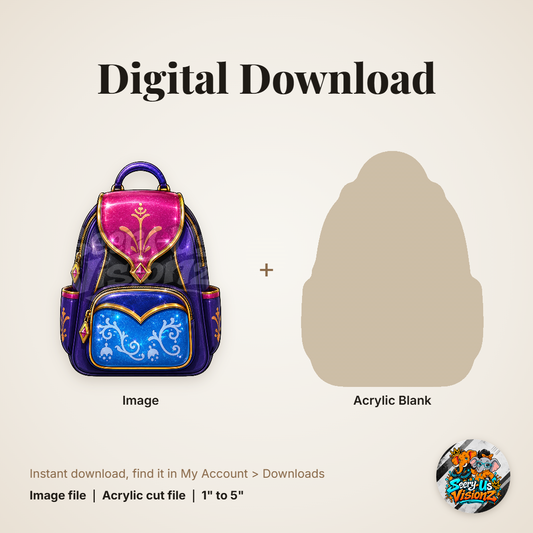 Purple Princess Backpack acrylic blank and digital download