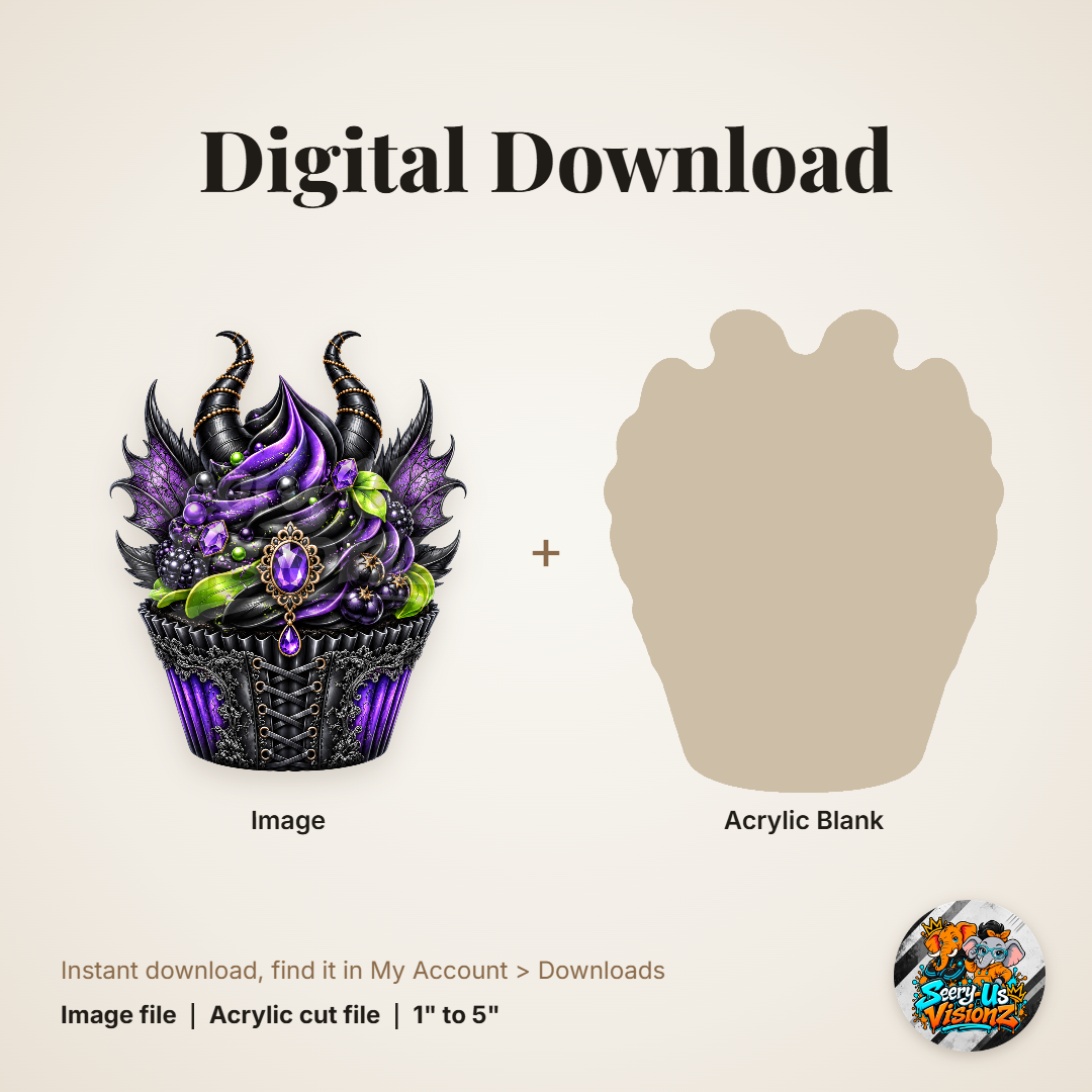 Dark Fairy Cupcake acrylic blank and digital download