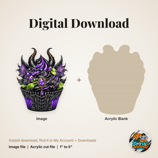 Dark Fairy Cupcake acrylic blank and digital download