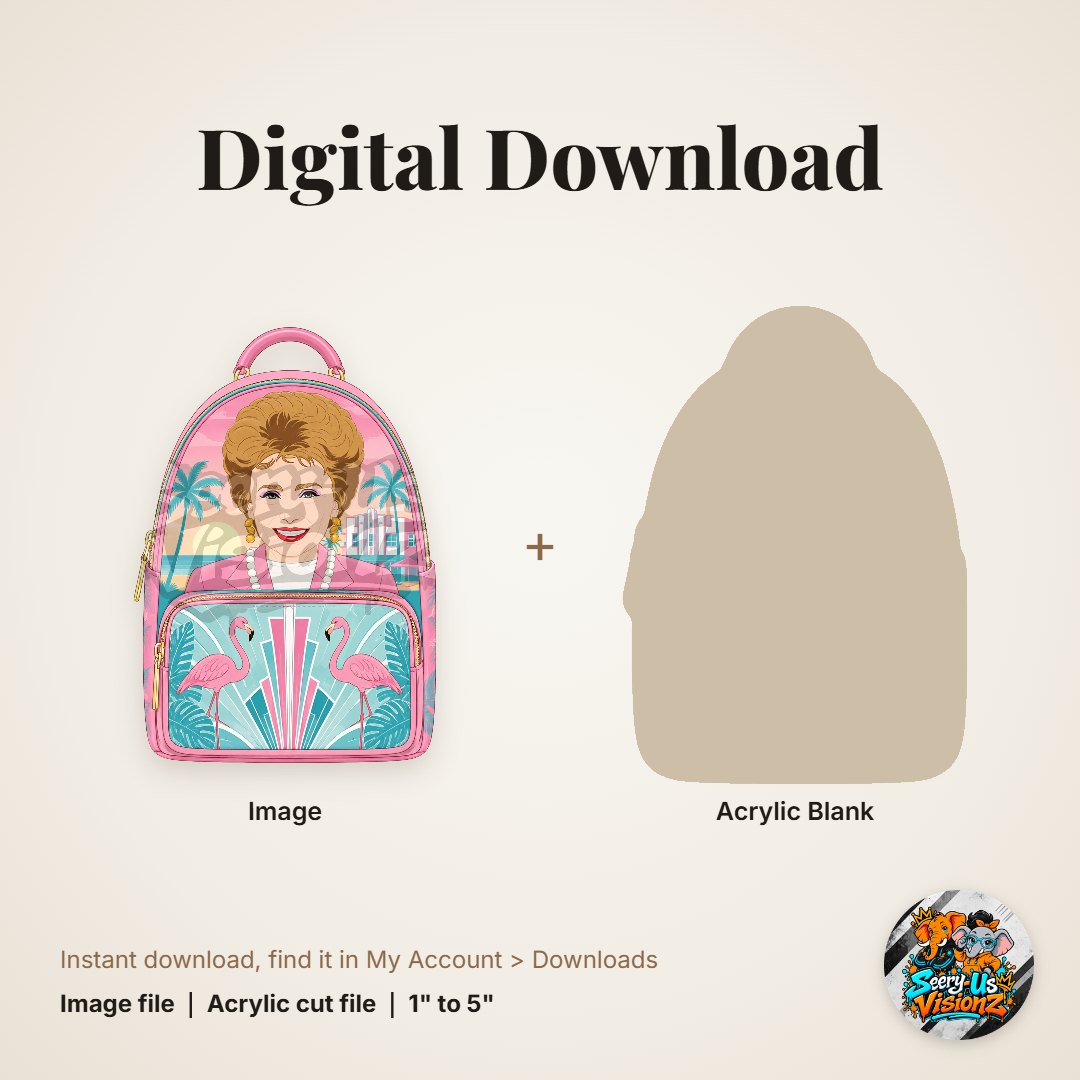Flamingo Golden Lady Backpack acrylic blank and digital download
