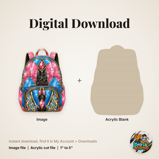 Harlequin Backpack acrylic blank and digital download