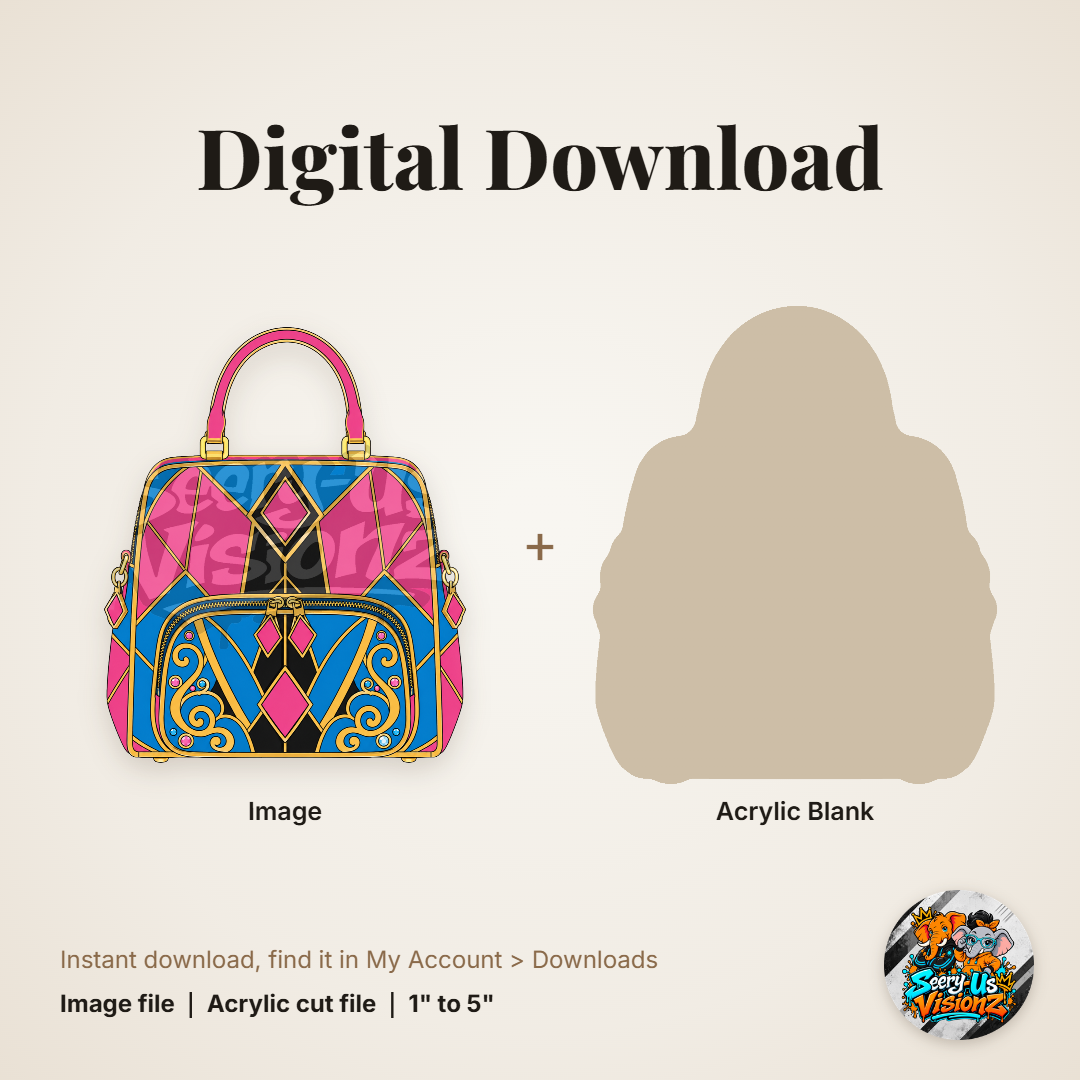 Harlequin Handbag acrylic blank and digital download