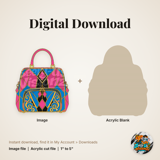 Harlequin Handbag acrylic blank and digital download