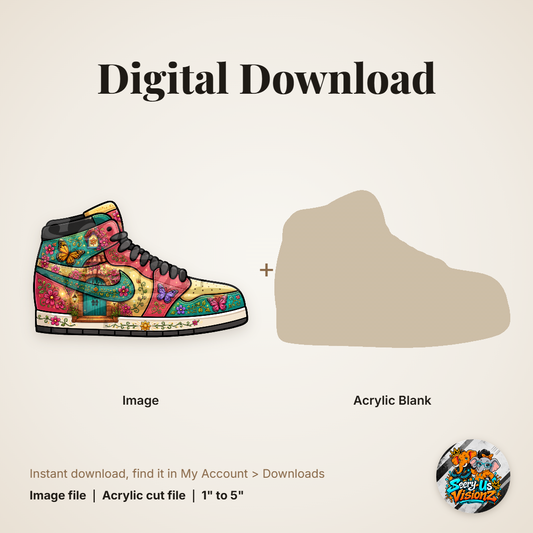 Patchwork Floral Sneaker acrylic blank and digital download
