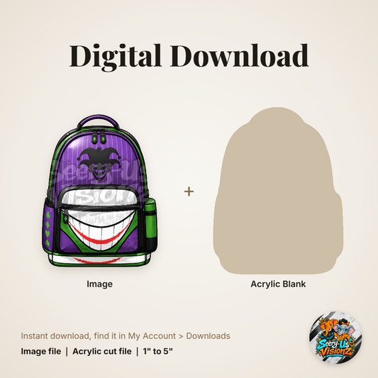 Purple Grin Backpack acrylic blank and digital download