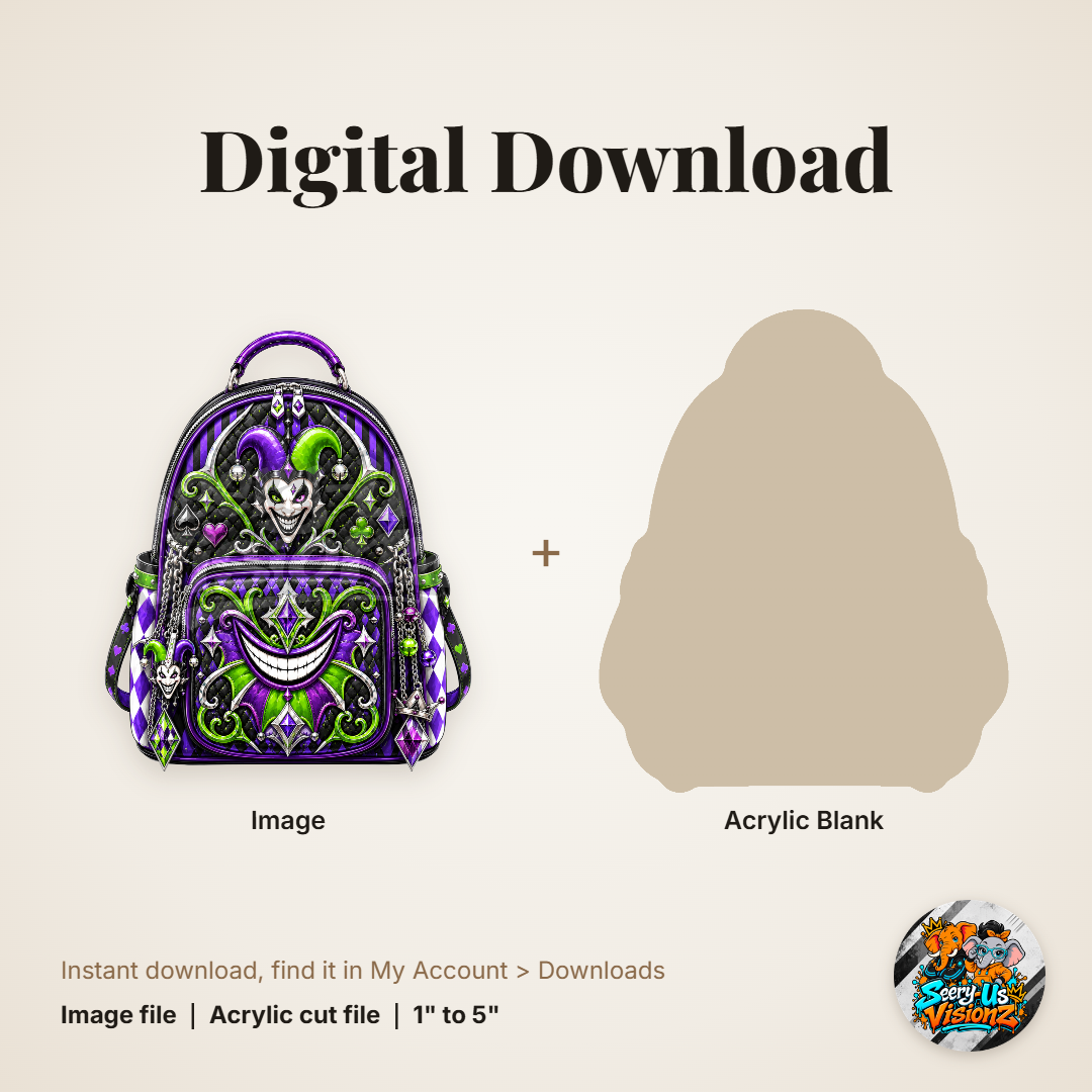 Jester Grin Backpack acrylic blank and digital download