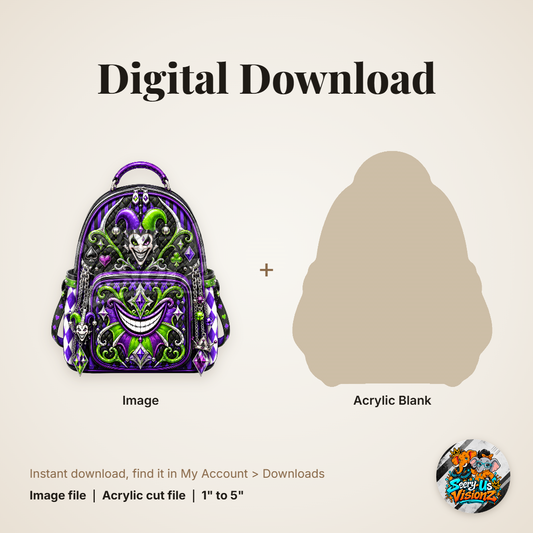 Jester Grin Backpack acrylic blank and digital download