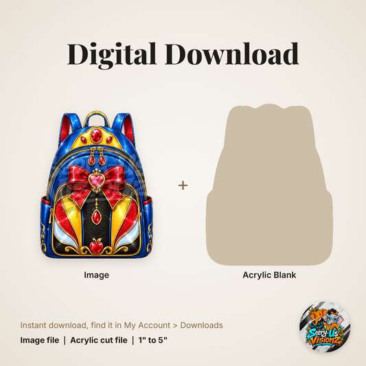 Apple Princess Backpack acrylic blank and digital download