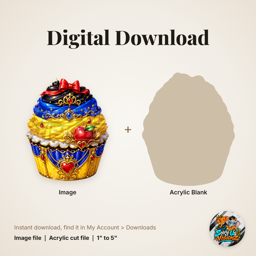 Apple Princess Cupcake acrylic blank and digital download