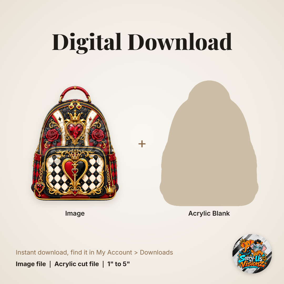 Queen of Hearts Backpack acrylic blank and digital download