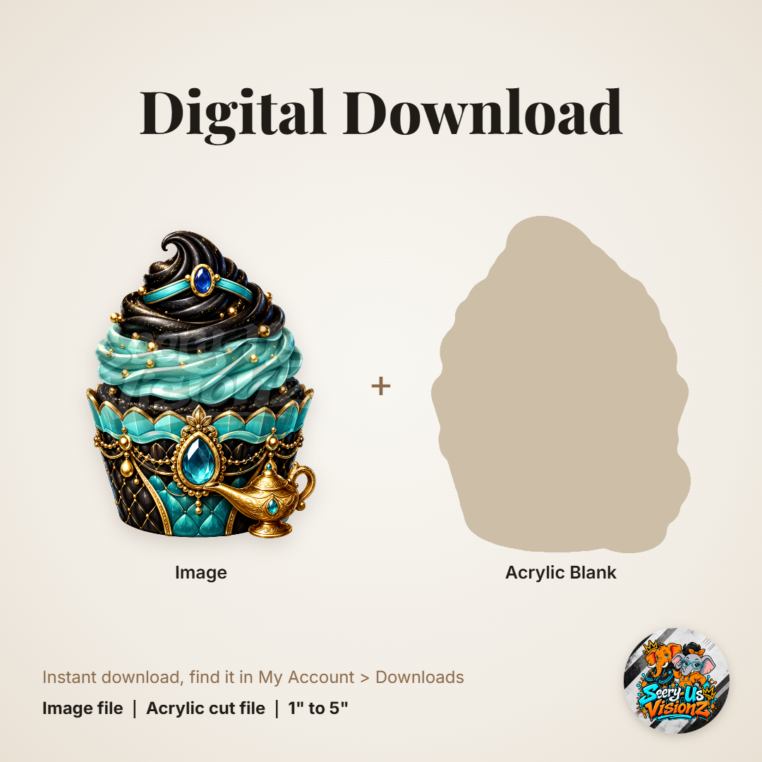 Genie Lamp Cupcake acrylic blank and digital download