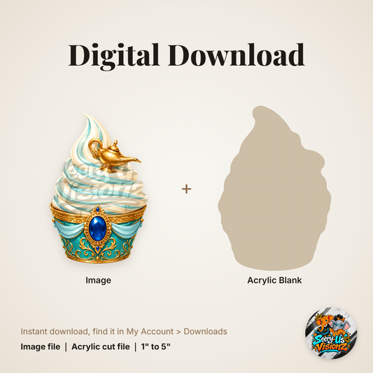 Genie Lamp Swirl Cupcake acrylic blank and digital download