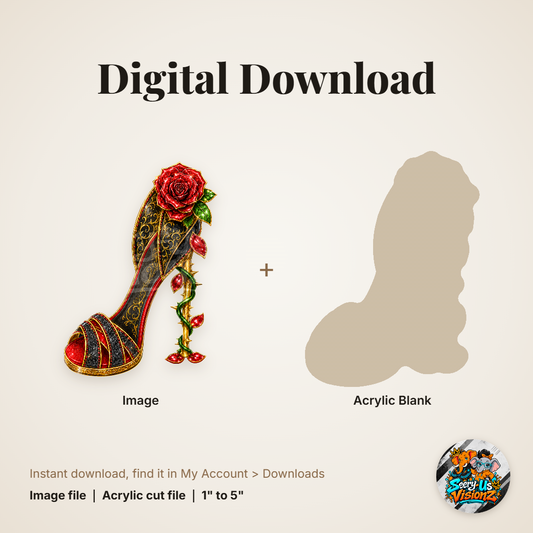 Enchanted Rose Heel acrylic blank and digital download