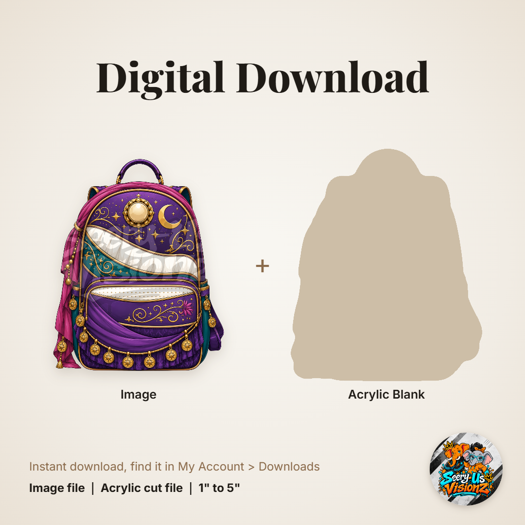 Moon Genie Backpack acrylic blank and digital download